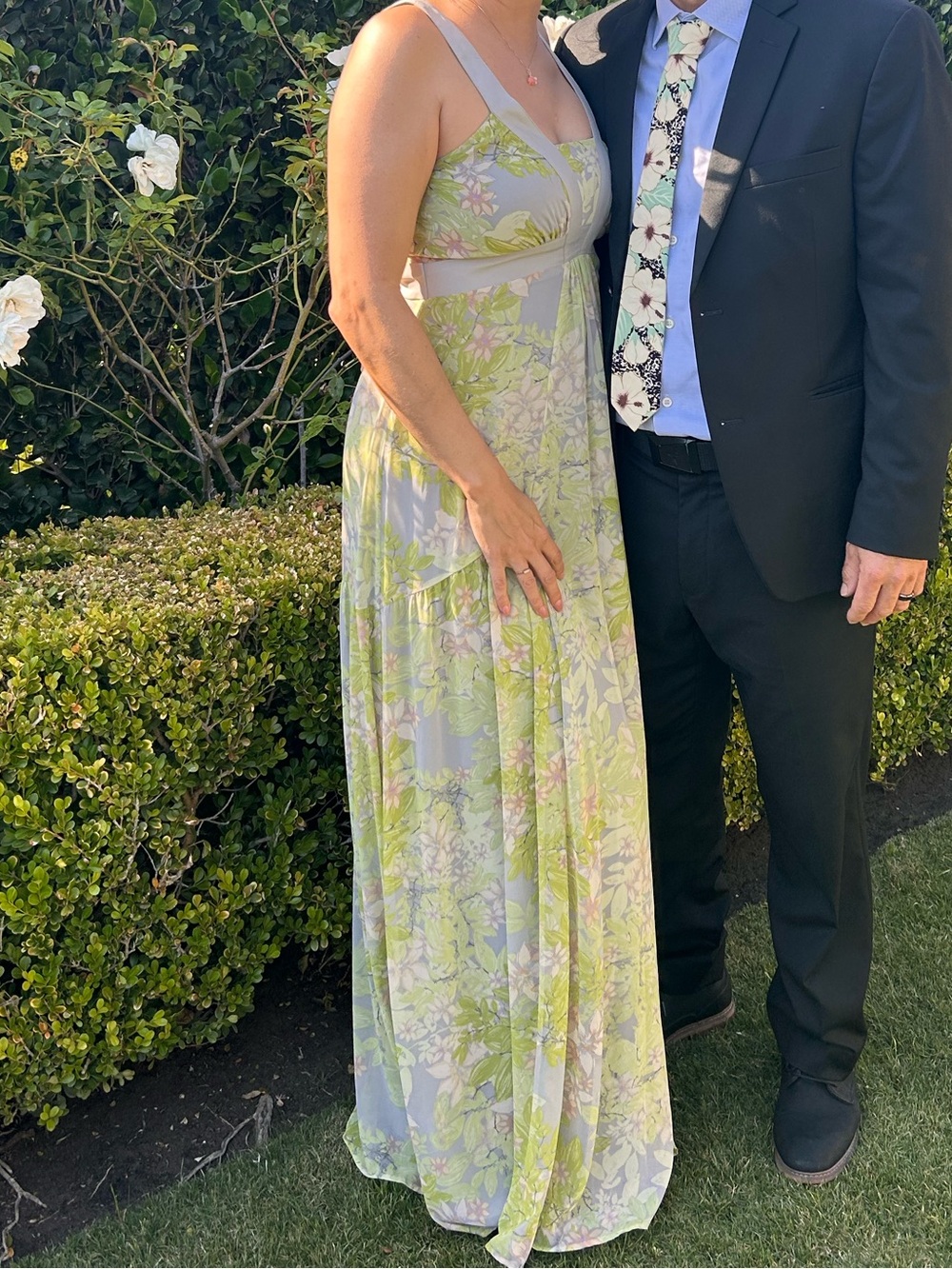 Jessica Simpson Light Green Floral Maxi Dress - Picture 1 of 6